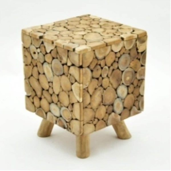 30X30X40cm Teak Branch Root Square Stool