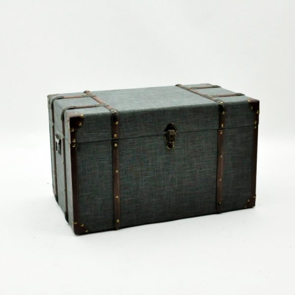 Dark Grey Linen Storage Chest Large