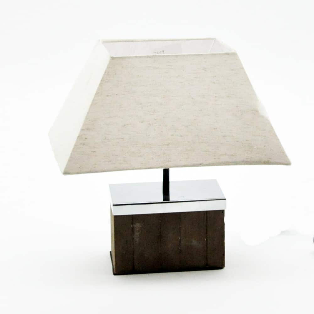 Wooden Base Lamp and Cream Shade H40cm