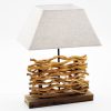 60cm Driftwood Base Lamp Cream Shade