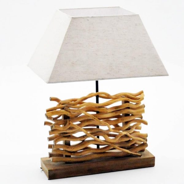 60cm Driftwood Base Lamp Cream Shade