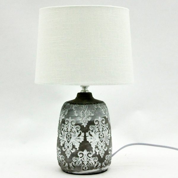 Lamp and Shade 31cm Grey and White Base