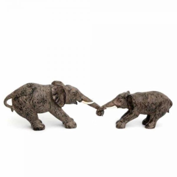 Set of 2 Elephants Holding Trunks