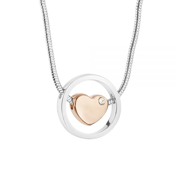 Silver and Rose Gold Plated Crystal Heart Pendant