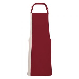 Burgundy/Natural Contrast Apron with Side Pockets