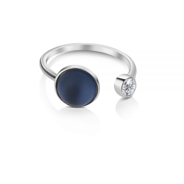 Ring with Blue and Clear Stone Settings