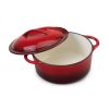 Cast Iron Round Casserole With Handle 22cm Red