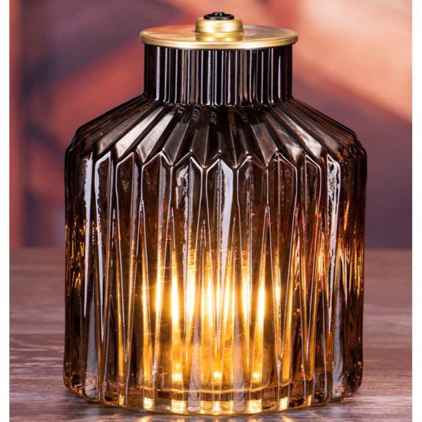 LED Brown Glass Lamp 16x12cm