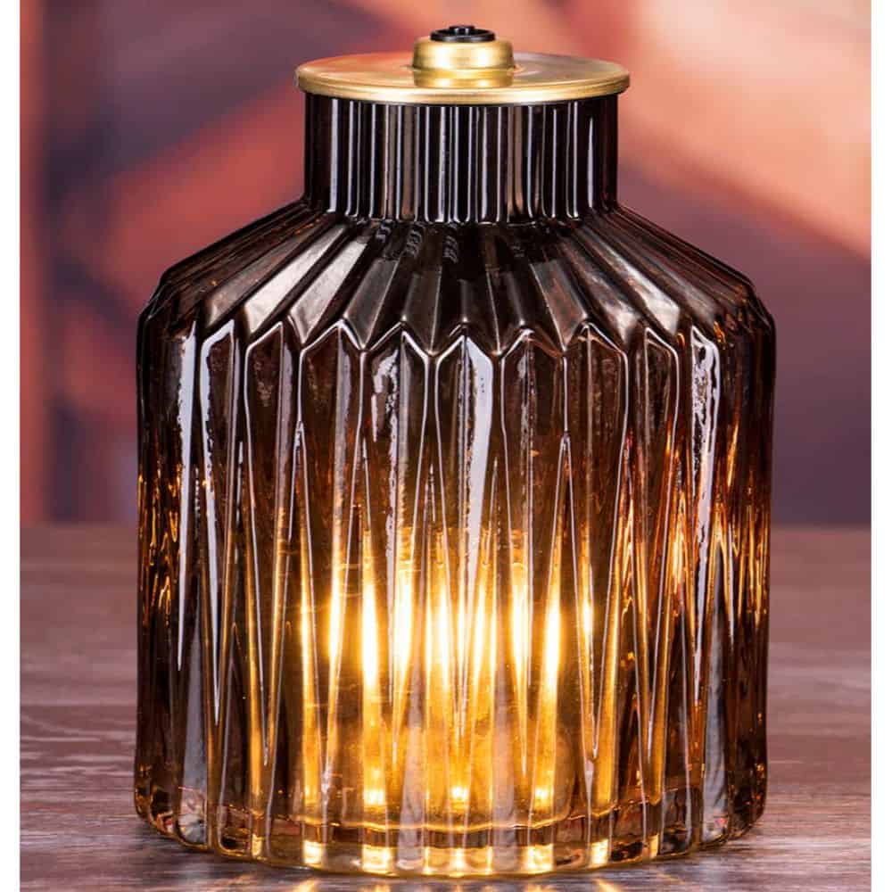 LED Brown Glass Lamp 16x12cm