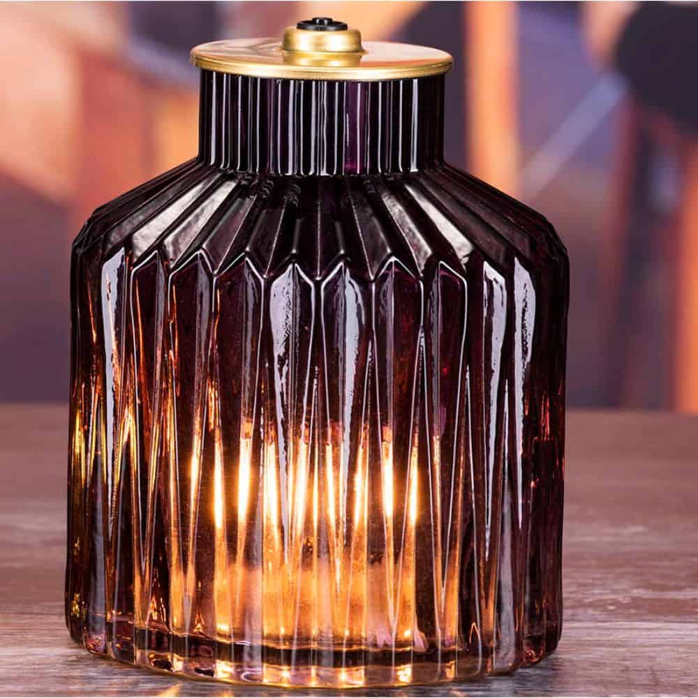 LED Purple Glass Lamp 16x12cm