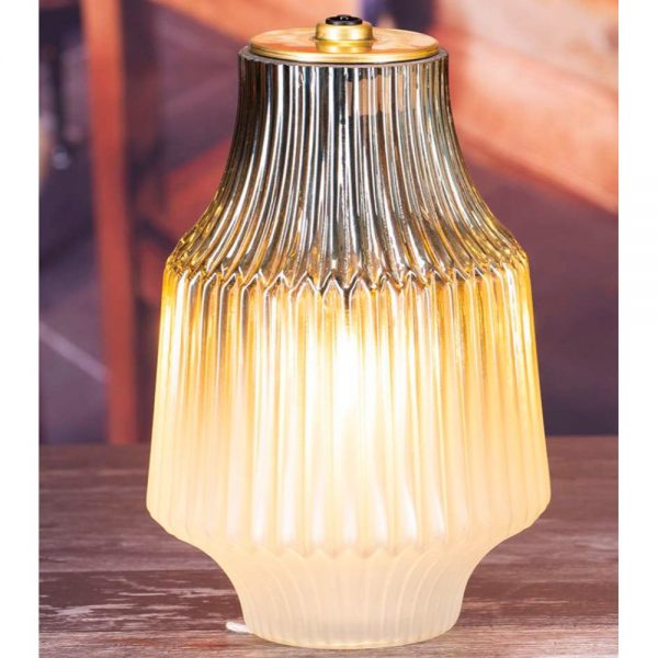 LED Glass Lamp Frosted Taupe 22x15cm