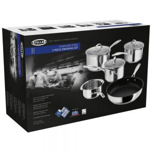 Stellar 7000 5 Piece Draining Lid Saucepan Set