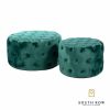 Taylor Set of 2 Velvet Pouffe Round Emerald Green