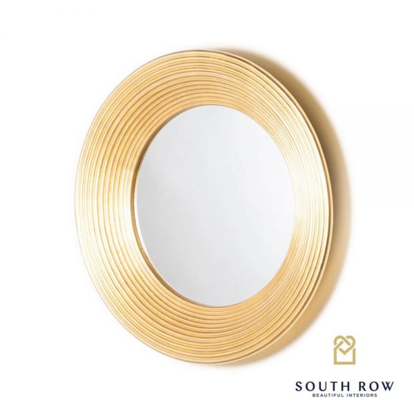 Penzance Circle Ridged Mirror Vintage Gold 90cm