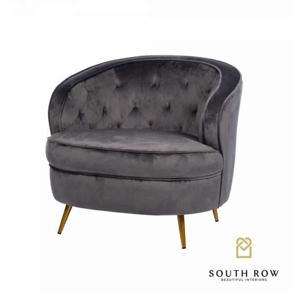 Zaria Velvet Armchair Charcoal Grey