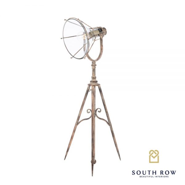 Antique Copper Flared Glass Tripod Lamp
