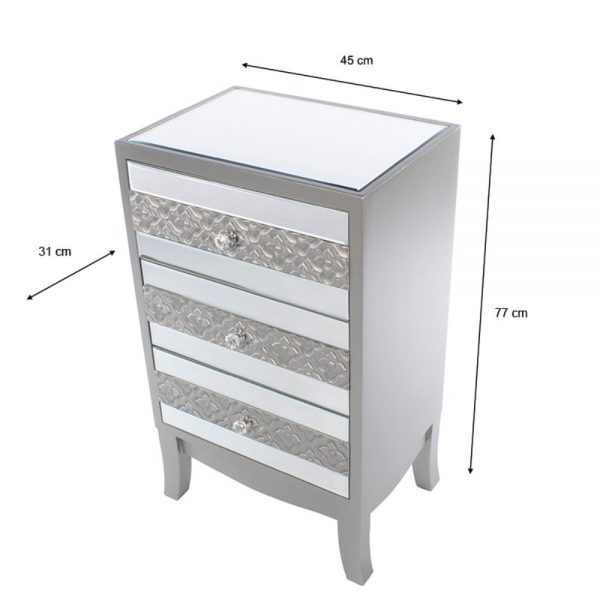 Jade Mirrored 3 Drawer Locker
