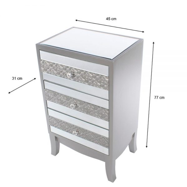 Jade Mirrored 3 Drawer Locker