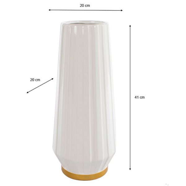 Milano Ceramic Vase Ivory/Gold 41cm