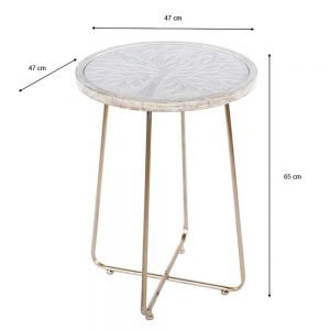 Tree Pattern Accent Table White/Champagne
