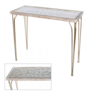 Tree Pattern Console Table White/Champagne