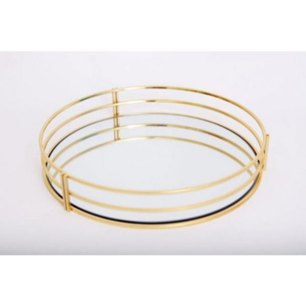 Gold Round Mirrored Tray Dia 30cm