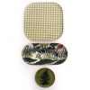 Set of 3 Enamel Fern Trays 21x21cm