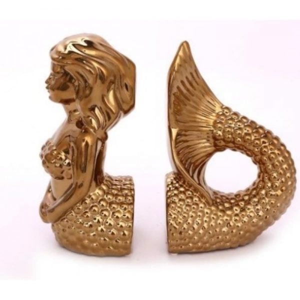 Gold Mermaid Book Ends