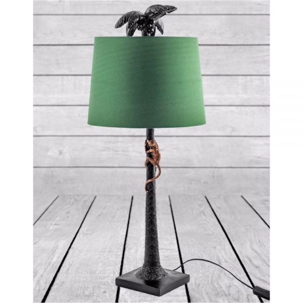 Palm Tree with Climbing Monkey Table Lamp Green Sh