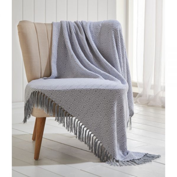 Ascot Grey 100% Cotton Throw 130x170cm