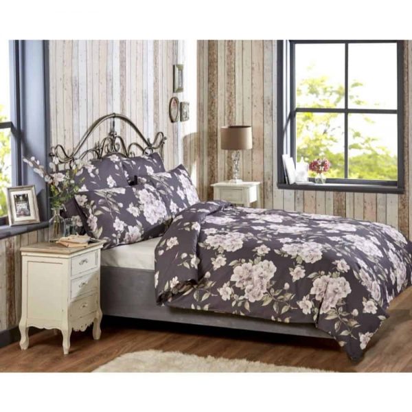 Laura Double Duvet Set Charcoal