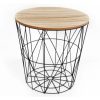 Black With Wooden Top - Side Table - Small H:40cm