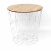 White With Wooden Top - Side Table - Small H:40cm