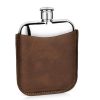 Stainless Steel Hip Flask with Leather Sleeve