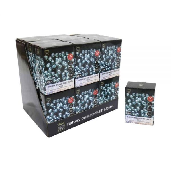 Led String Lights 50 B/O White Indoor Only