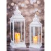 Lantern Set of 2 Antique White Lg H60cm Sm H42cm