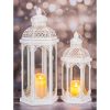 Lantern Set of 2 Antique White Lg H60cm Sm H42cm