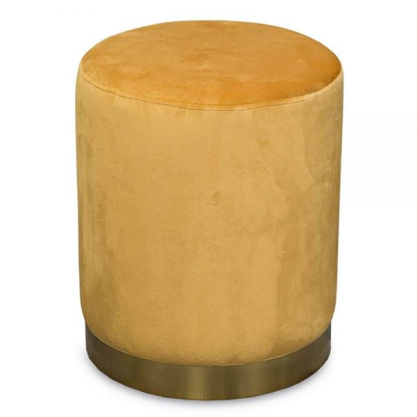 Velvet Stool Mustard With Gold Base