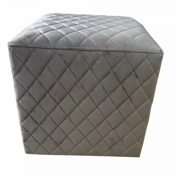 Grange Cubic Stool Quilted Velvet - Taupe 40x40cm