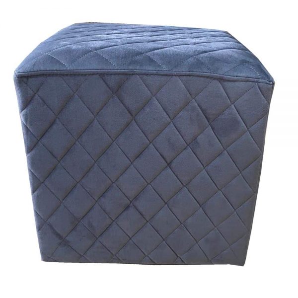 Grange Cubic Stool Quilted Velvet Charcoal 40x40cm