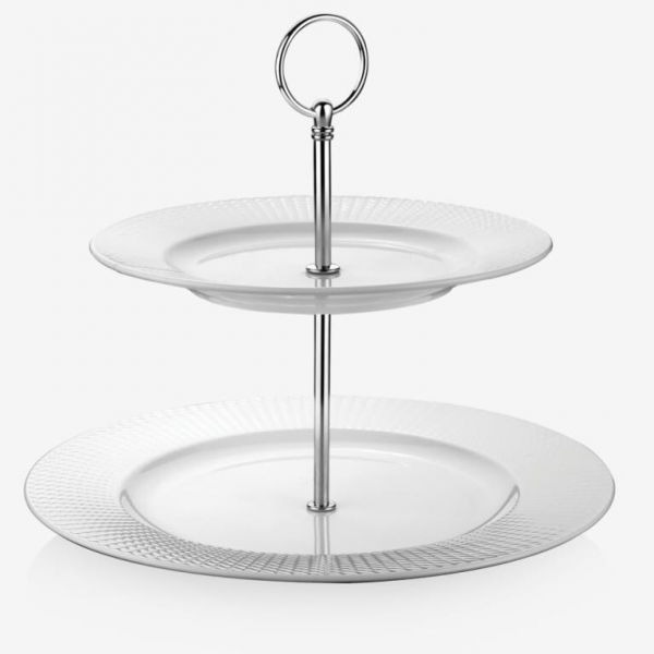 Whiteware 2 Plate Cake Stand