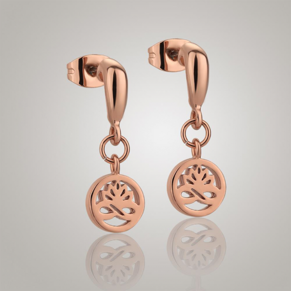 Rose Gold Plate Stud Earrings Clear