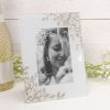 Amore Pale Grey Glass Gold Floral Frame 4x6in