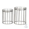 Set of 2 Cage Sofa Tables Round Silver