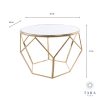 Geometric End Table Mirrored Top Gold Frame