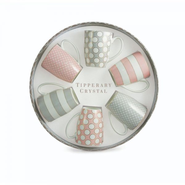 Tipperary Crystal Spots & Stripes Set of 6 Mugs