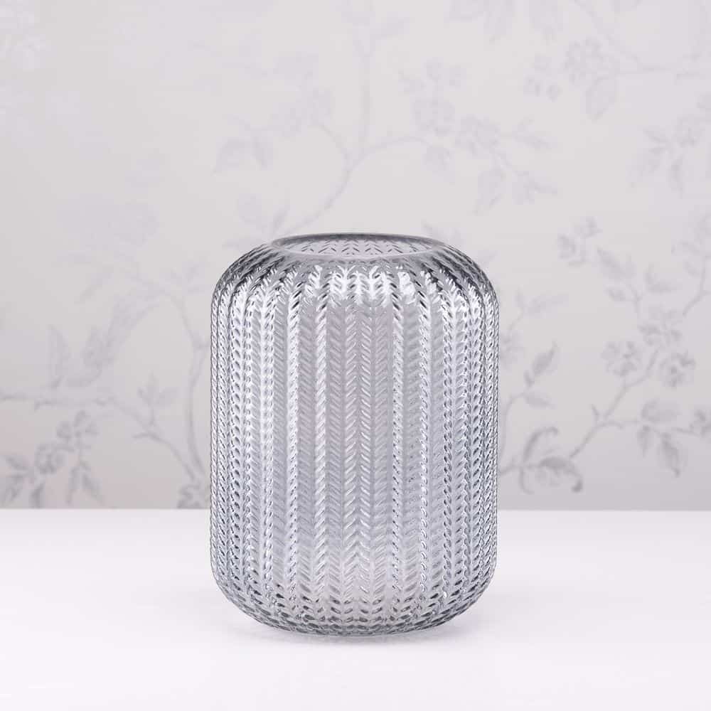 Glass Candleholder Smoked Grey Height 24cm