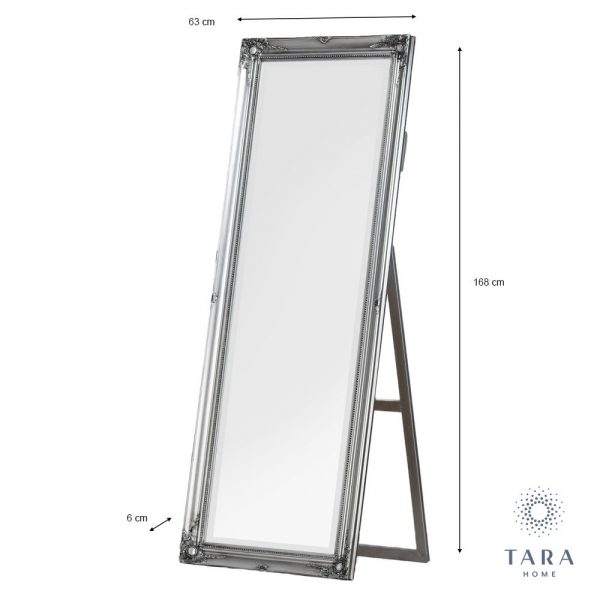 Chateau Wide Cheval Mirror Silver