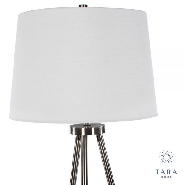 Ellie Satin Silver Tripod Floor Lamp