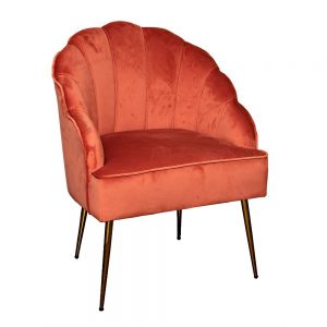 Coral Velvet Clam Chair